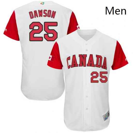 Mens Canada Baseball Majestic 25 Shane Dawson White 2017 World Baseball Classic Authentic Team Jersey